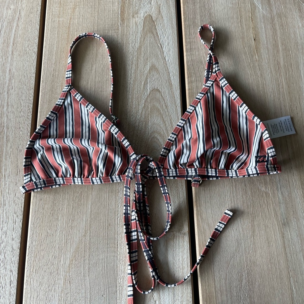 Billabong Rust Stripe Triangle Bikini Top - Black & White Accent
